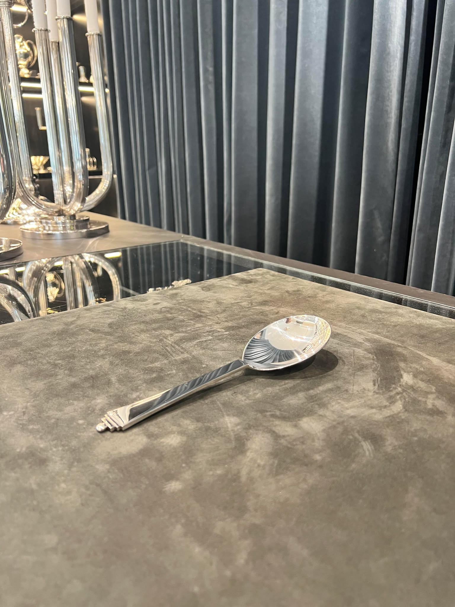 Art déco Cuillère de service pyramide Georg Jensen en argent sterling 115b en vente