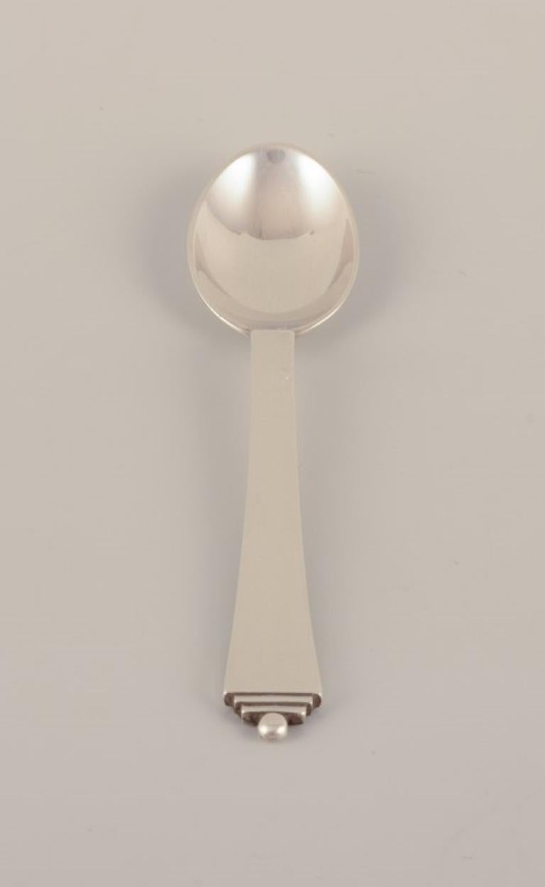 Georg Jensen Pyramid. Two coffee spoons in sterling silver. Dated 1933-1944 In Excellent Condition For Sale In Copenhagen, DK
