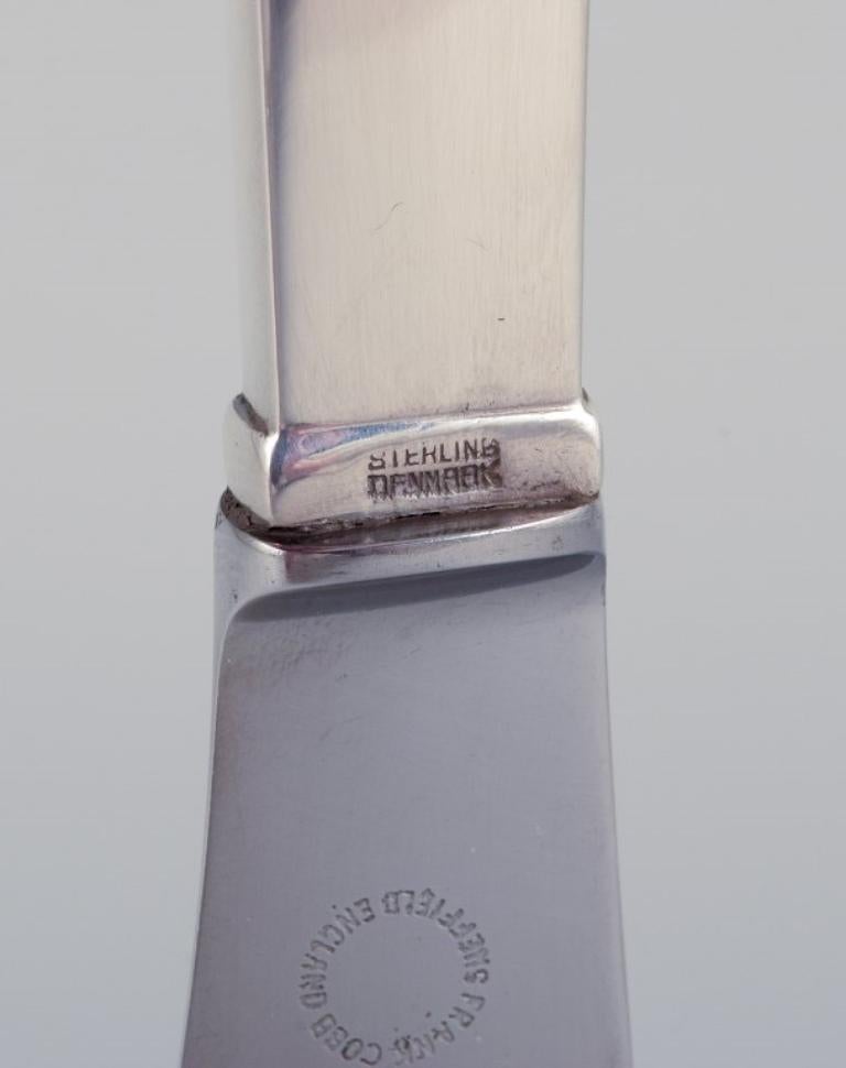 Sterling Silver Georg Jensen Pyramide. Art Deco lunch knife with a long handle. For Sale