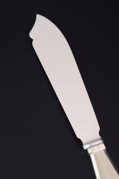 Georg Jensen, rare cake knife in silver and stainless steel. Viking pattern.