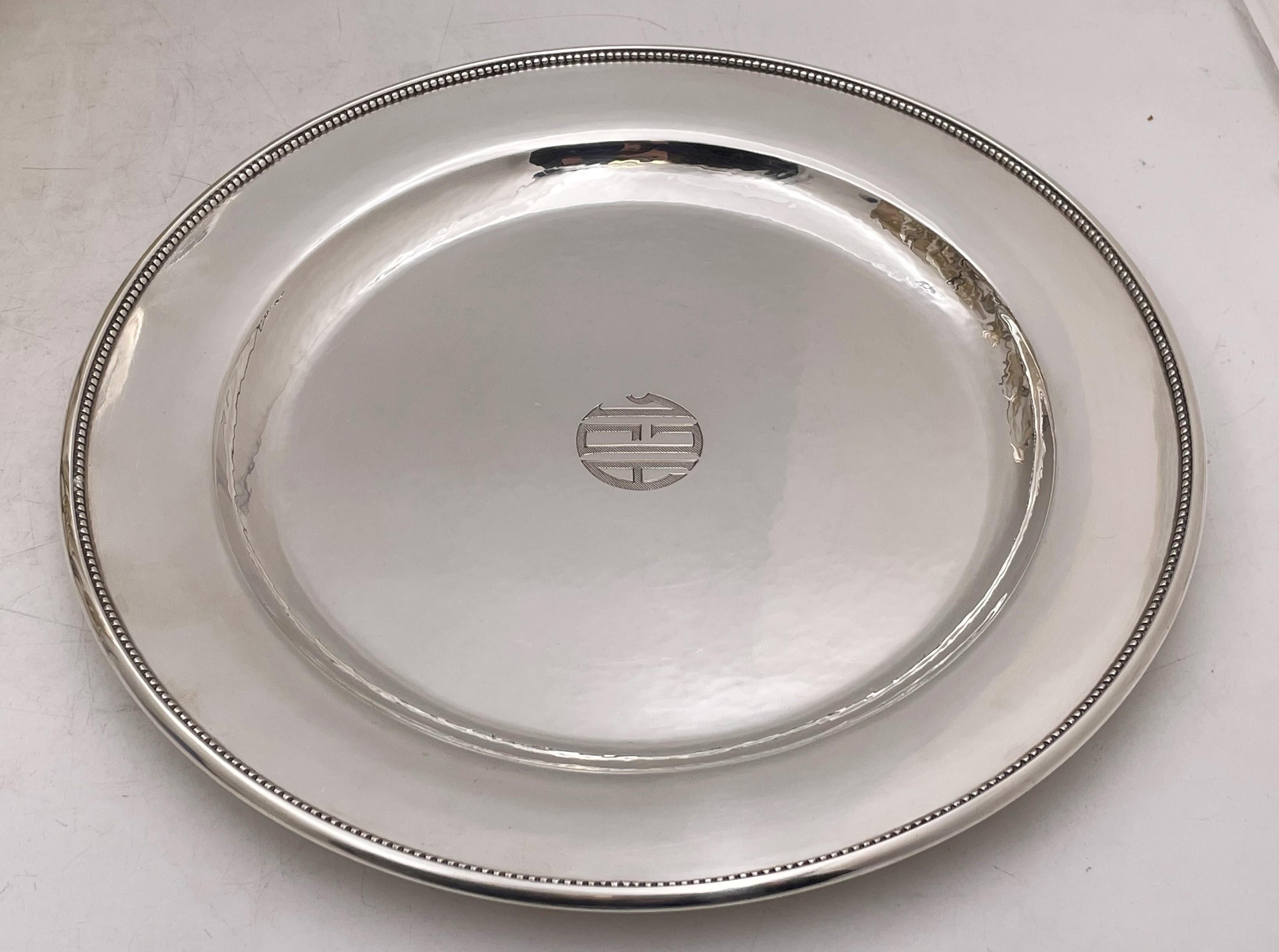 Art déco Georg Jensen - Ensemble rare de 12 assiettes à charbon / assiettes en argent sterling et perles en vente