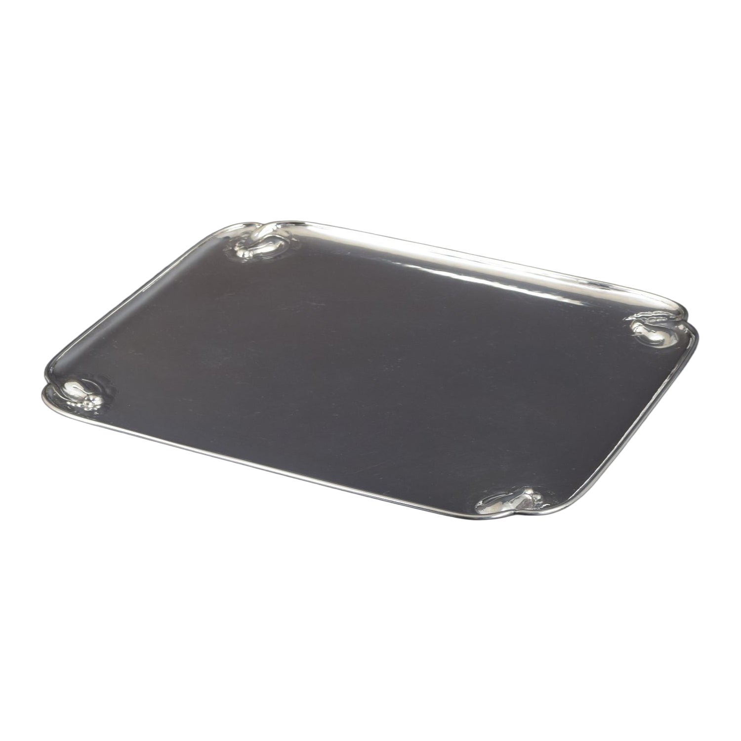 Georg Jensen. Rectangular silver tray with “Magnolia Blossom” decoration.
