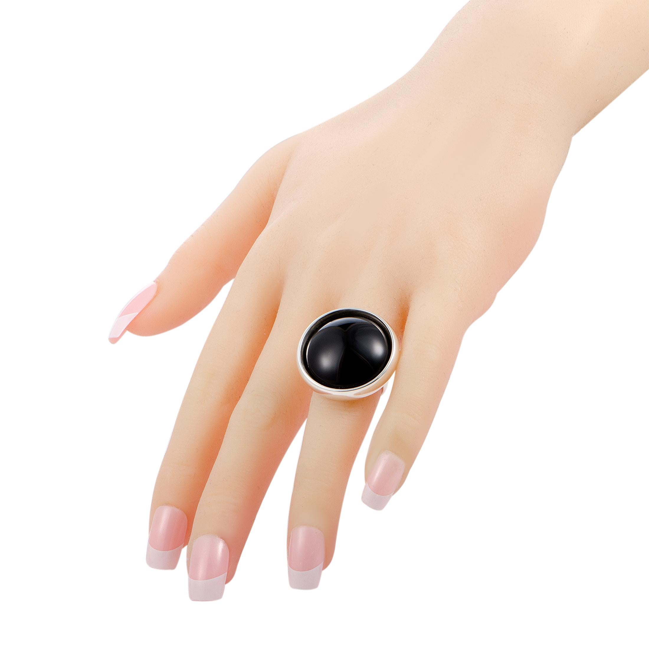 Women's Georg Jensen Regitze Sterling Silver and Black Agate Ring