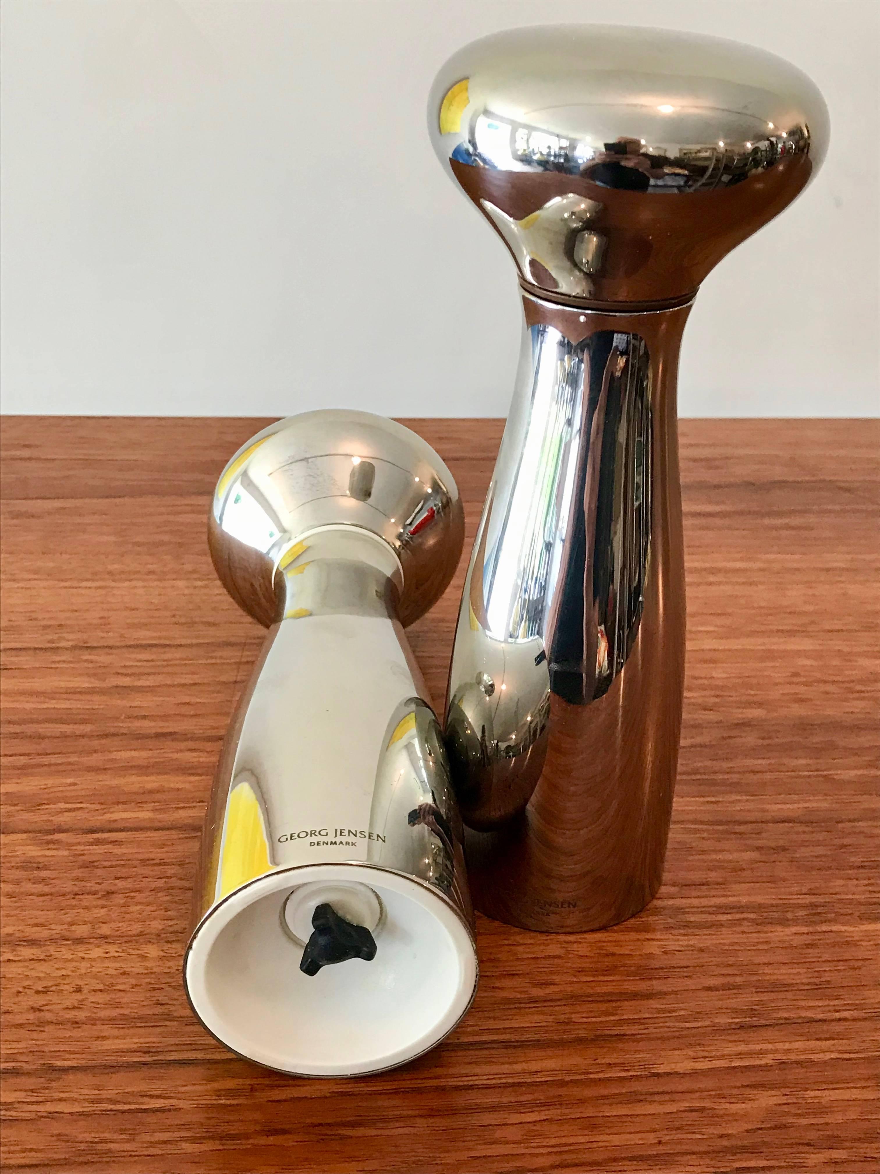 Georg Jensen stainless steel salt and pepper shakers with 