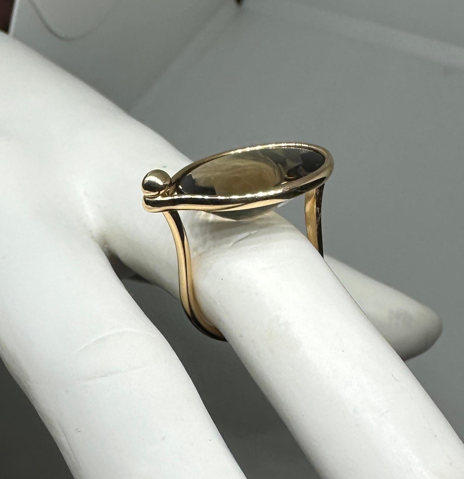 Georg Jensen Anello di quarzo fumé 1506 in oro giallo 18 carati Torun Bulow in vendita 1