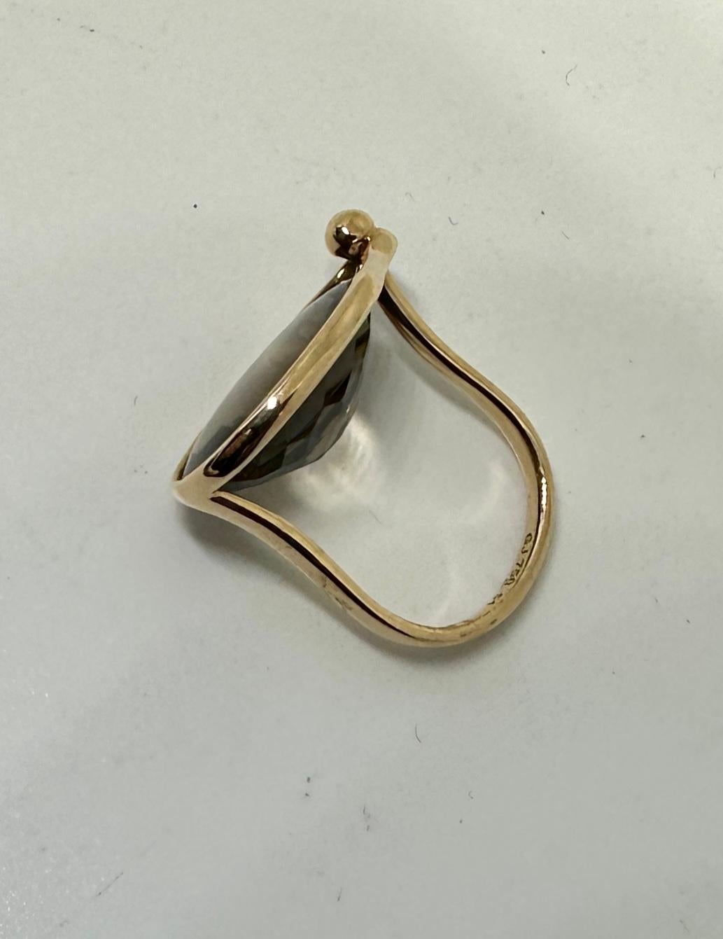 Georg Jensen Anello di quarzo fumé 1506 in oro giallo 18 carati Torun Bulow in vendita 3
