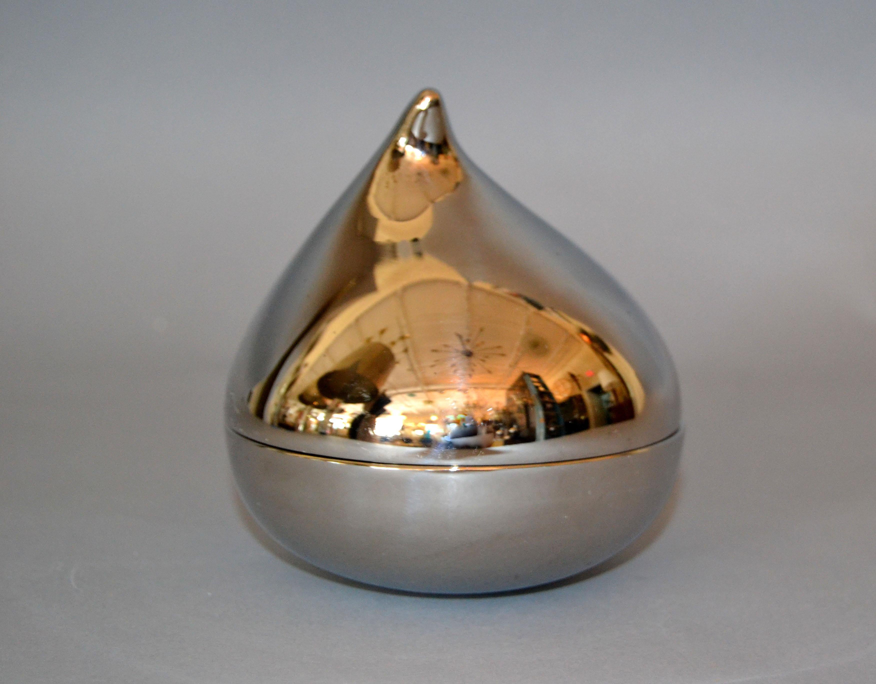 Late 20th Century Georg Jensen Scandinavian Modern Silver Metal & Enamel Bonbonniere, Sweet Box
