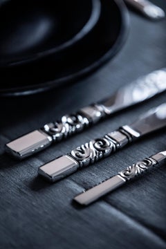Georg Jensen Fourchette de service à volutes en argent Sterling Large 142, 1927