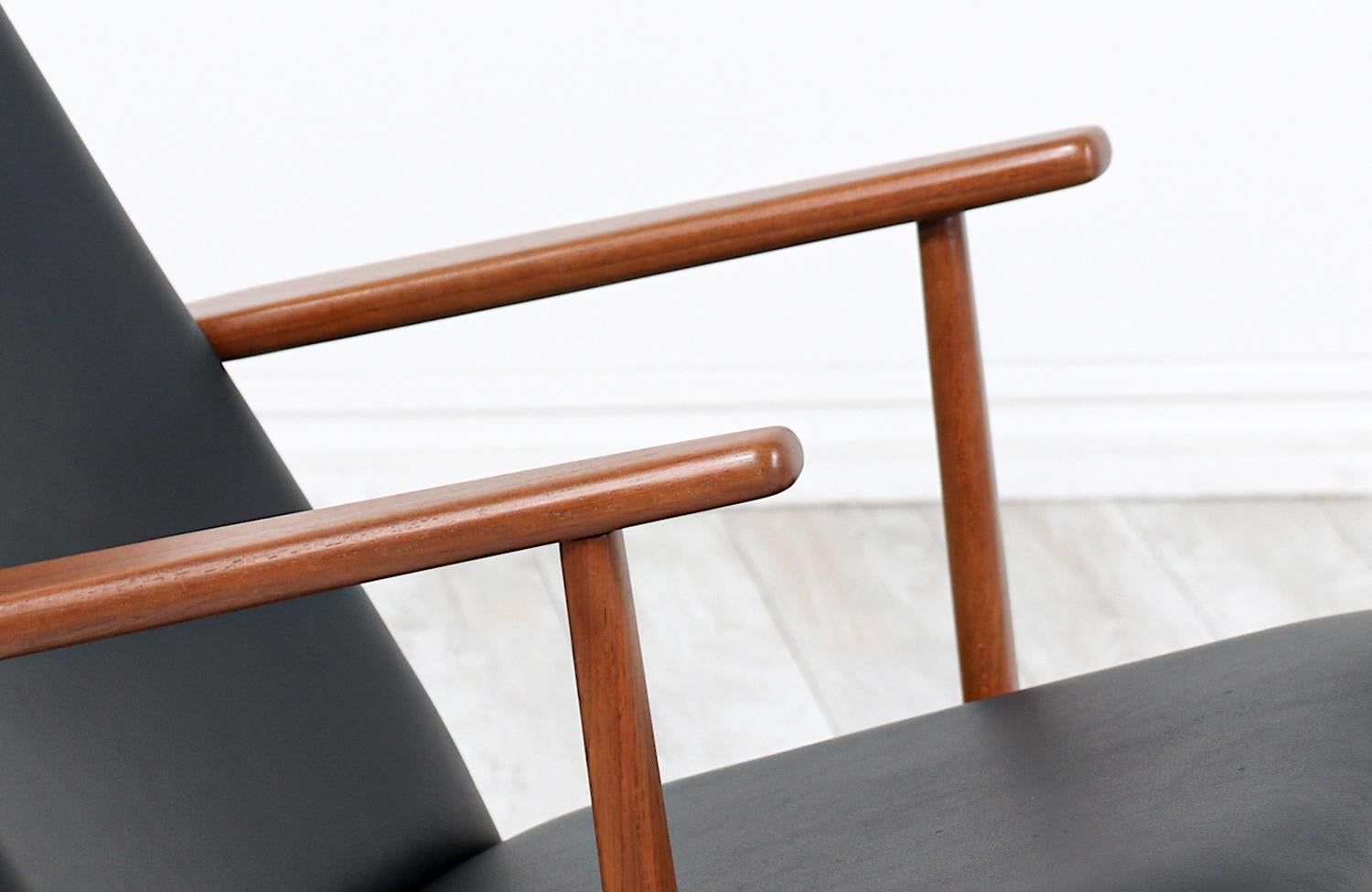 Georg Jensen Sculpted Teak & Leather Rocking Chair for Kubus Møbler 2