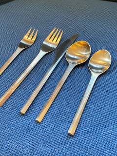 Georg Jensen Service for 8 Satin Prism Set Plus Serving Pieces 46 Pieces