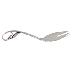 Fourchette de service Georg Jensen avec feuillage ajouré. Argent sterling.