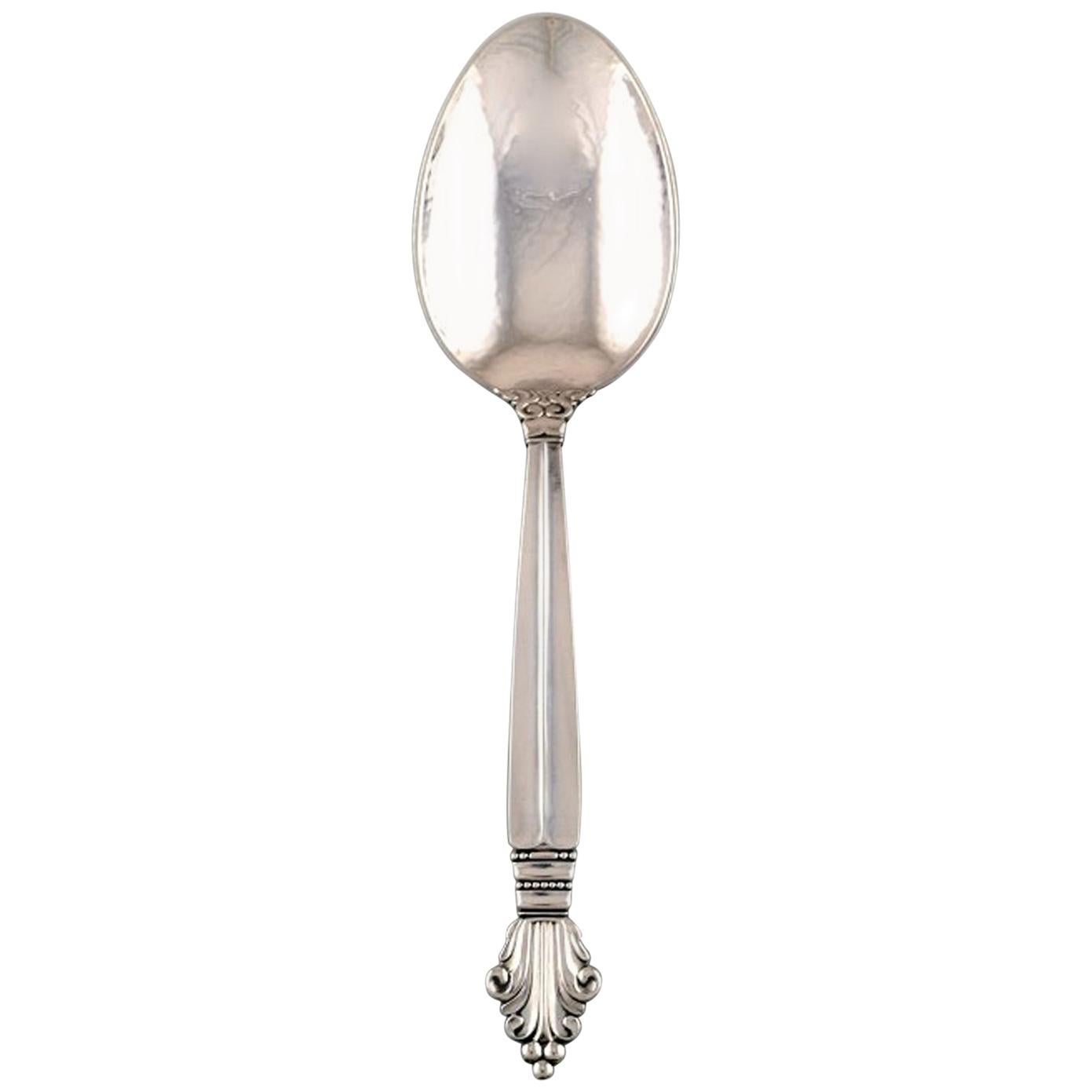 Georg Jensen Serving Spoon in Full Sterling Silver, Silverware, Acanthus For Sale