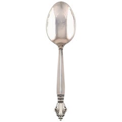 Cuillère de service Georg Jensen en argent sterling entièrement recouvert, argenterie, acanthe