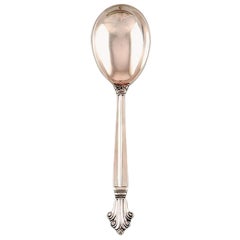 Antique Georg Jensen Serving Spoon in Full Sterling Silver, Silverware, Acanthus