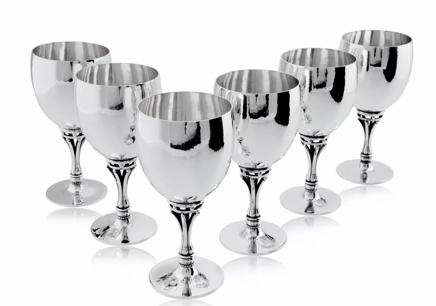 Georg Jensen Juego de 12 copas grandes de plata de ley 532C Hecho a mano en venta