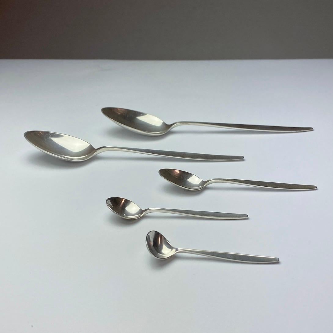 Georg Jensen Set of 58 Pieces Silver Cutlery Cypress, Denmark For Sale 8