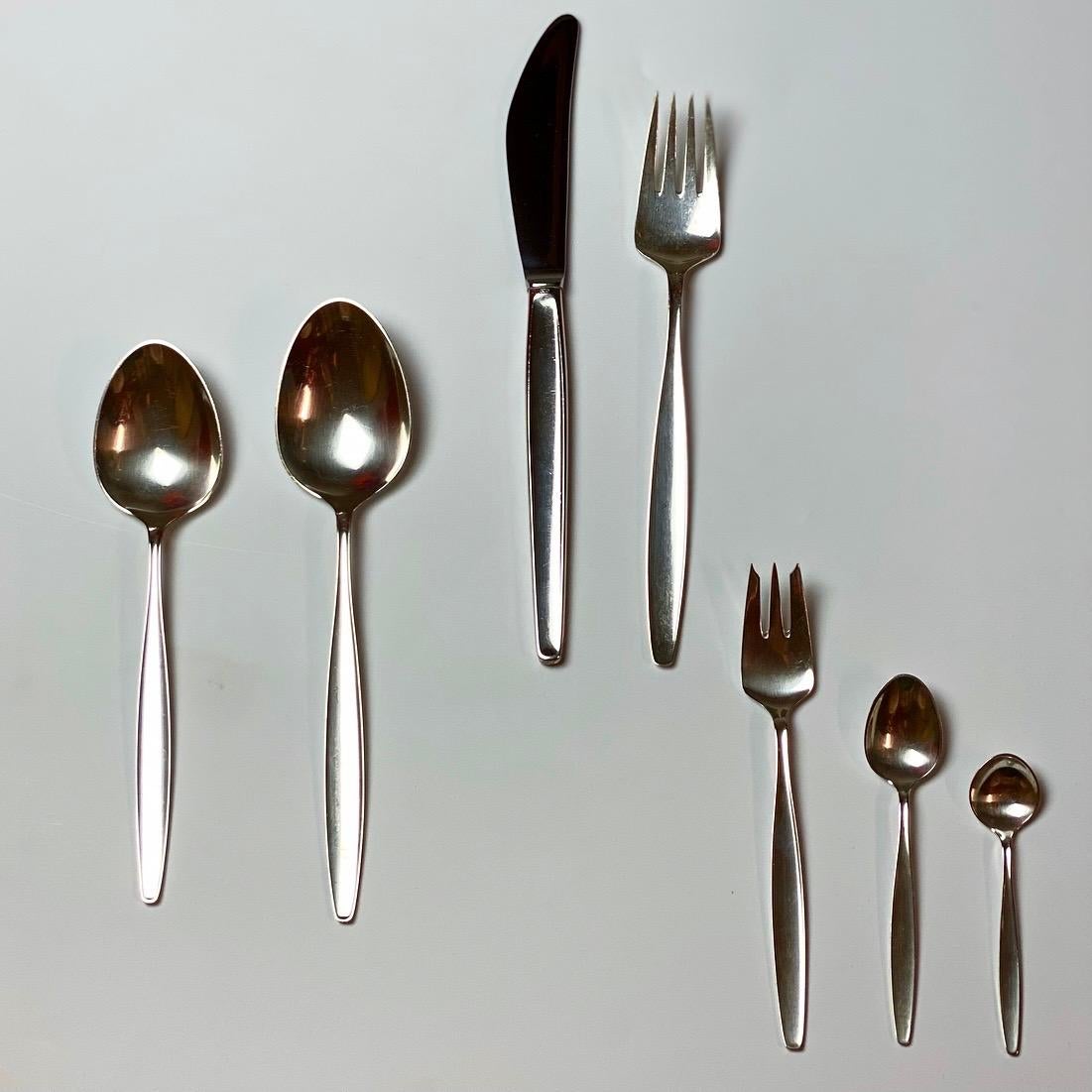 Georg Jensen Set of 58 Pieces Silver Cutlery Cypress, Denmark For Sale 1