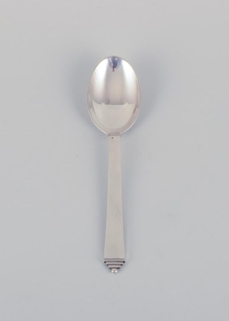 Danish Georg Jensen, set of five Pyramid dessert spoons in sterling silver. For Sale