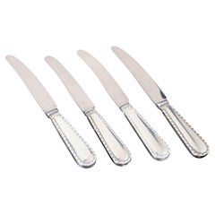 Georg Jensen, 4er-Set Messer aus Silber und Edelstahl. Perlenmuster.