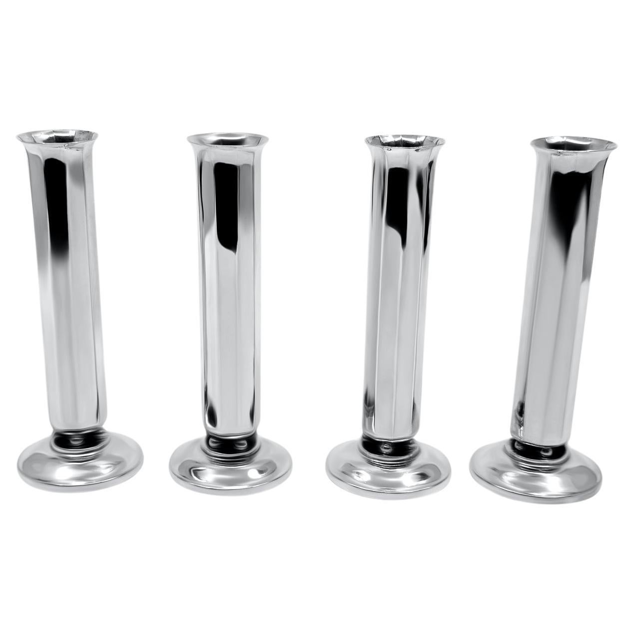 Georg Jensen Set of Four Sterling Silver Orchid Vases 508