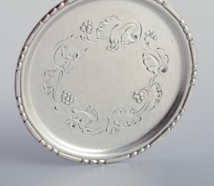 Danese Georg Jensen, set di sei sottobicchieri in vetro in argento sterling. Numero di modello 51A. in vendita