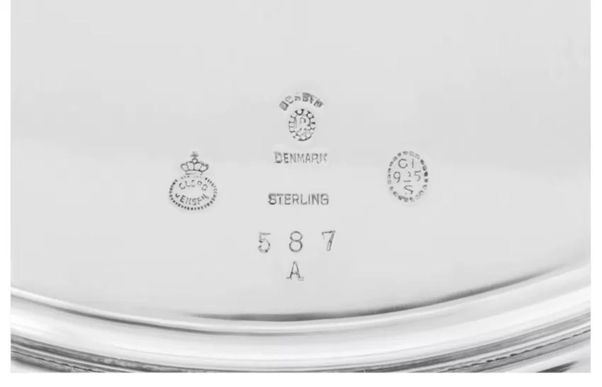 Danish Georg Jensen Set of Twelve Sterling Silver Charger Plates 587A For Sale