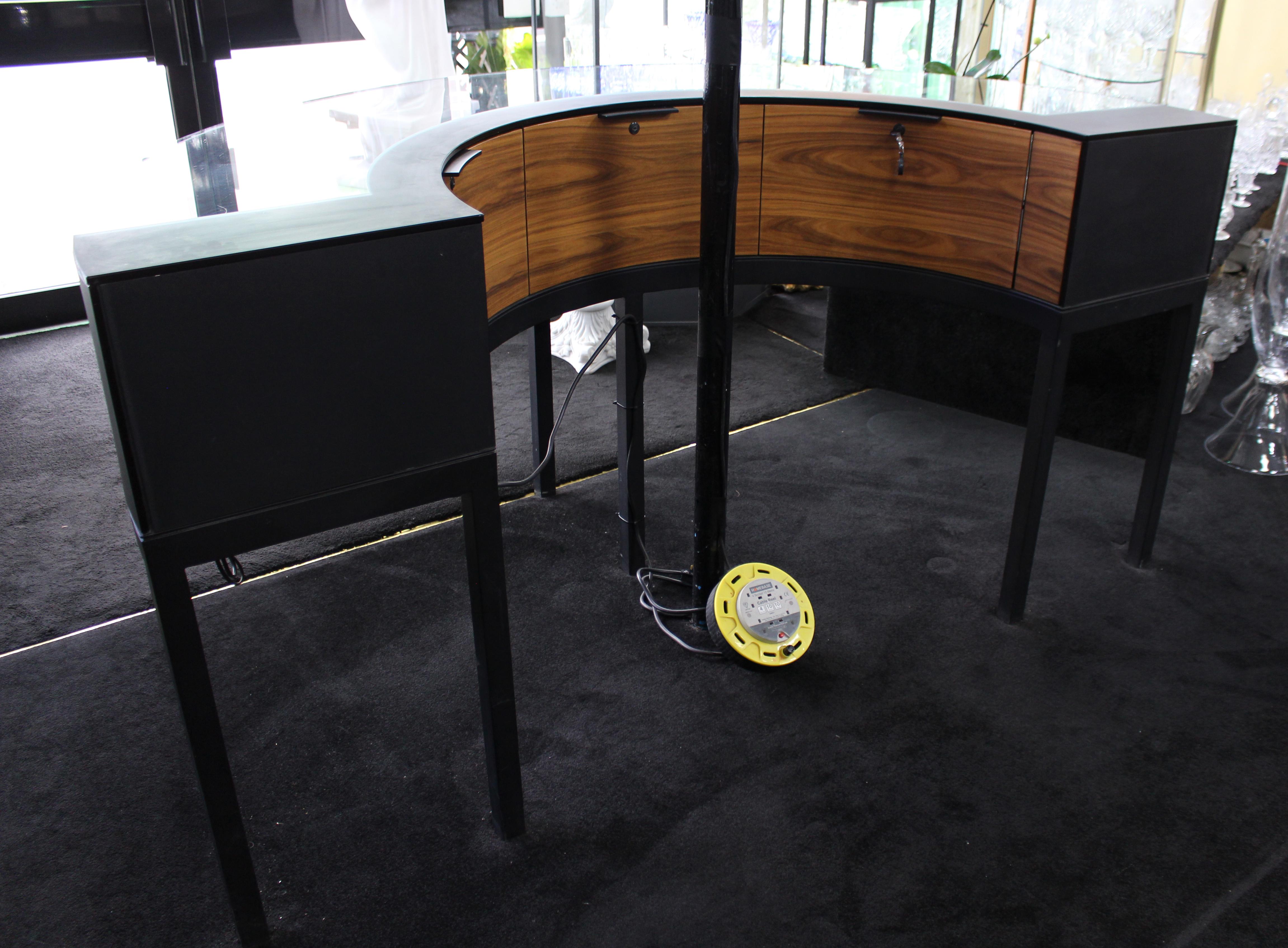 Georg Jensen Showroom Cabinet in Curved Glass and Ebonised Steel For Sale 2