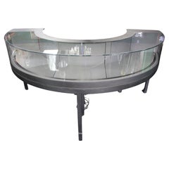Georg Jensen Showroom Cabinet in Curved Glass and Ebonised Steel