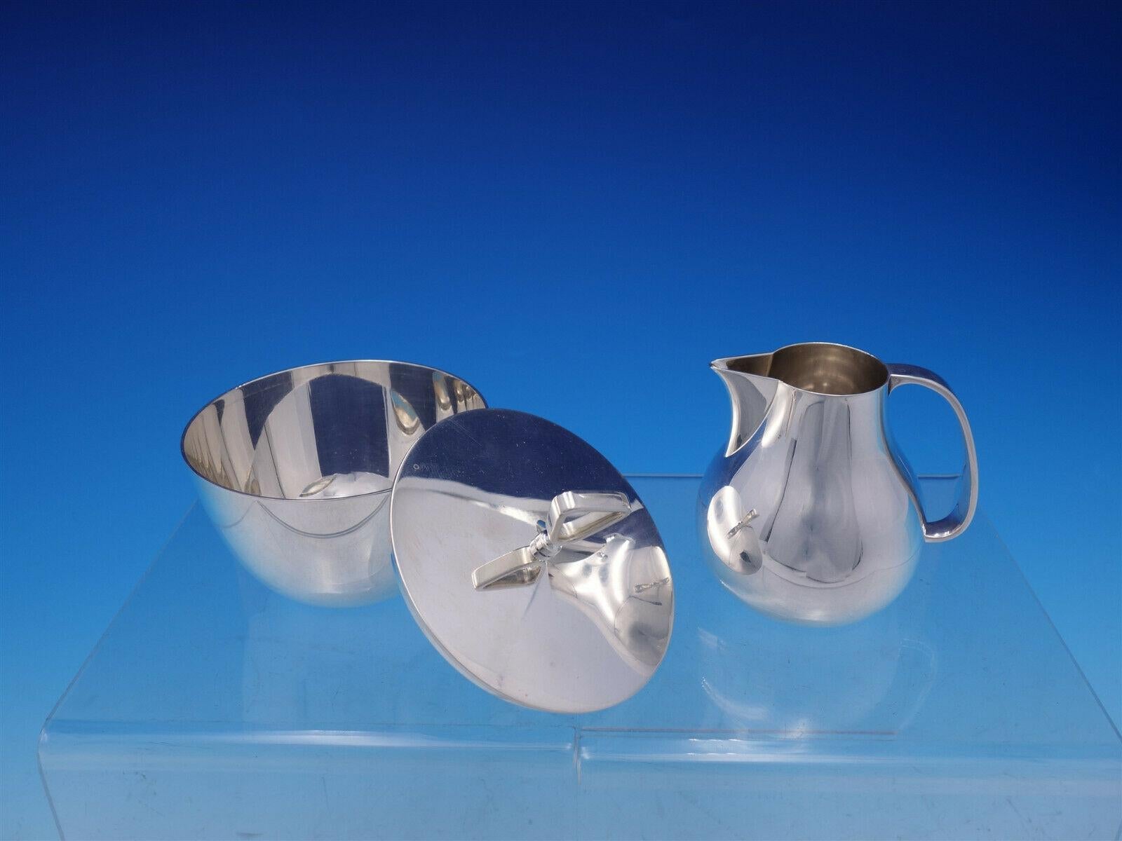 20th Century Georg Jensen Sigvard Bernadotte Sterling Silver Tea Set 5pc Modern #1015