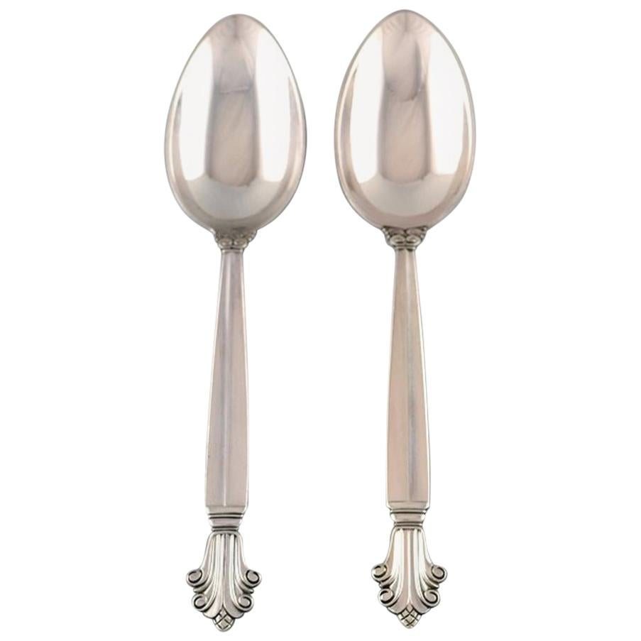 Georg Jensen Silver Acanthus Silverware, Dinner Spoon/Soup Spoon, 2 Pieces For Sale