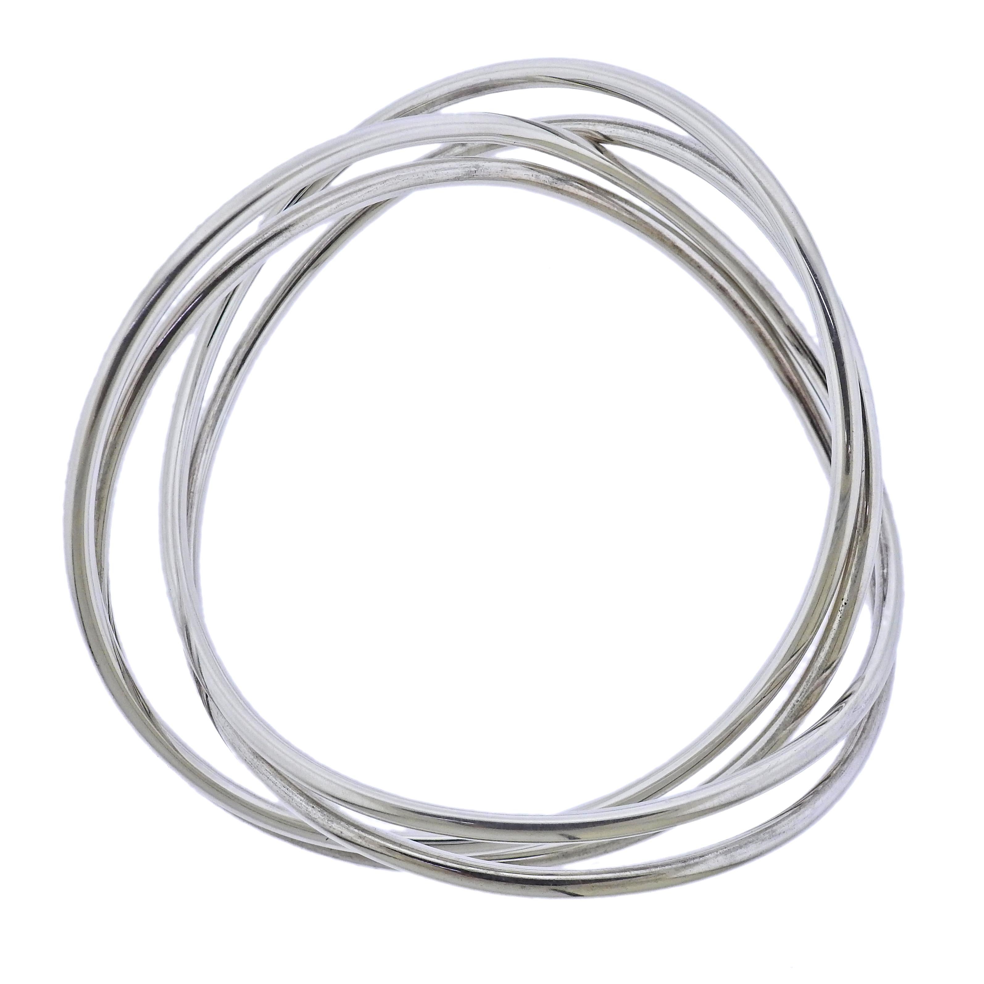 Brand new Georg Jensen sterling silver double bangle Alliance bracelet. Bracelet is available in size L, will fit approx. 7.5-7.75