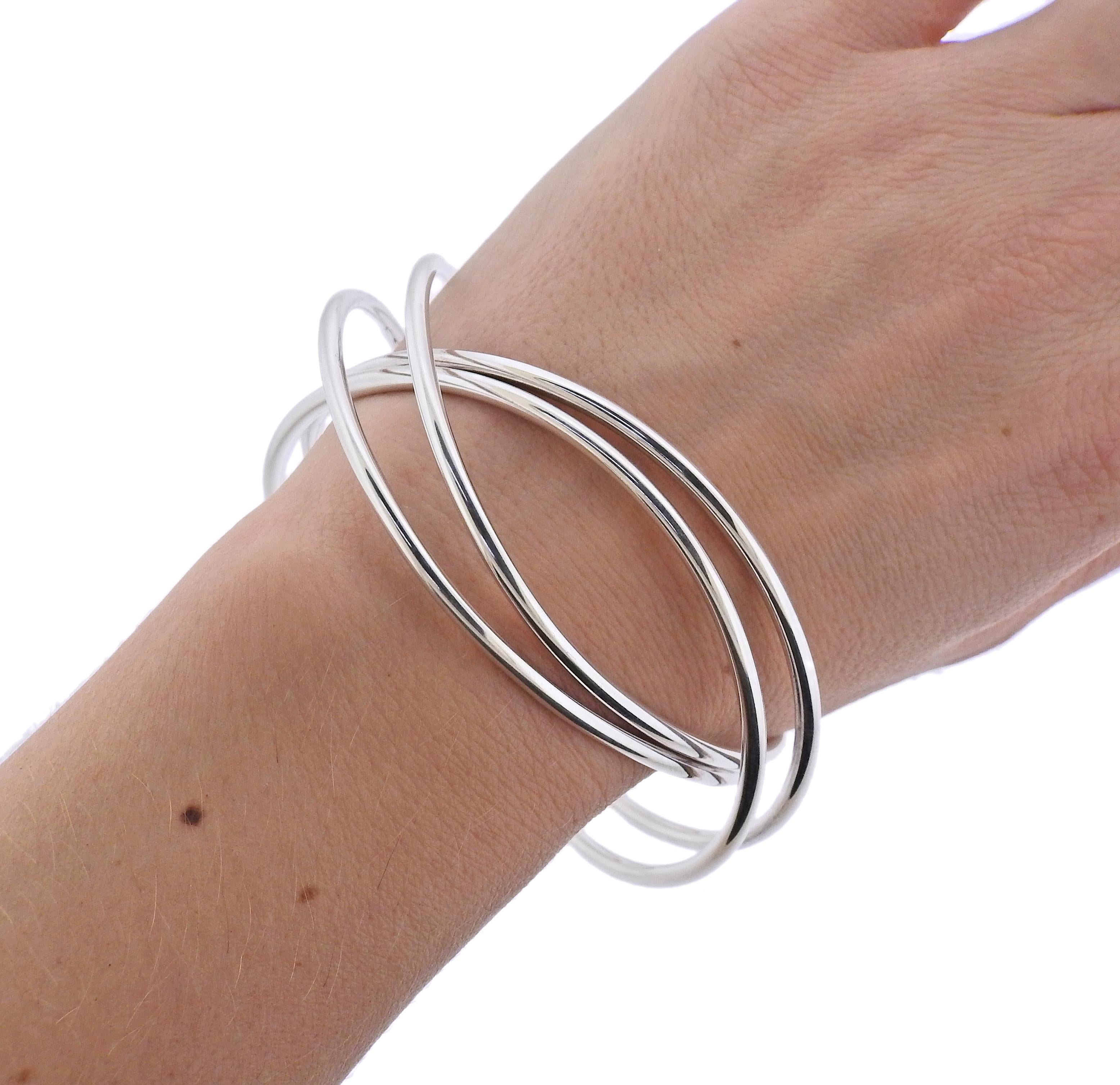 double silver bangle