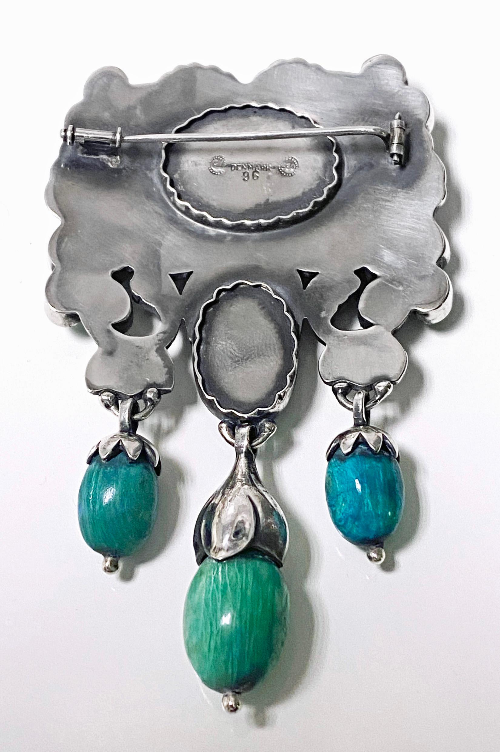 Art Nouveau Georg Jensen Silver and Amazonite Master Brooch, C.1915