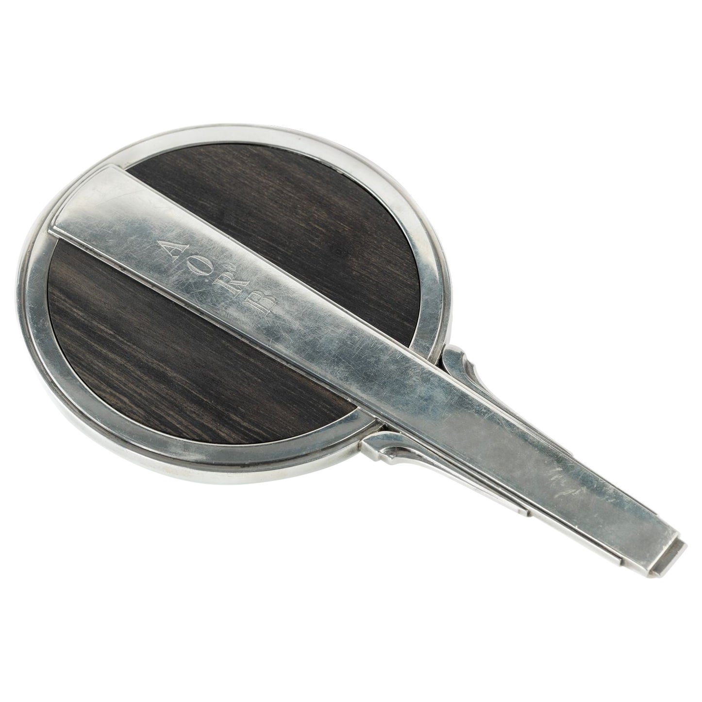 Georg Jensen Silver and Ebony Hand Mirror by Harald Nielsen, Denmark c. 1930 For Sale