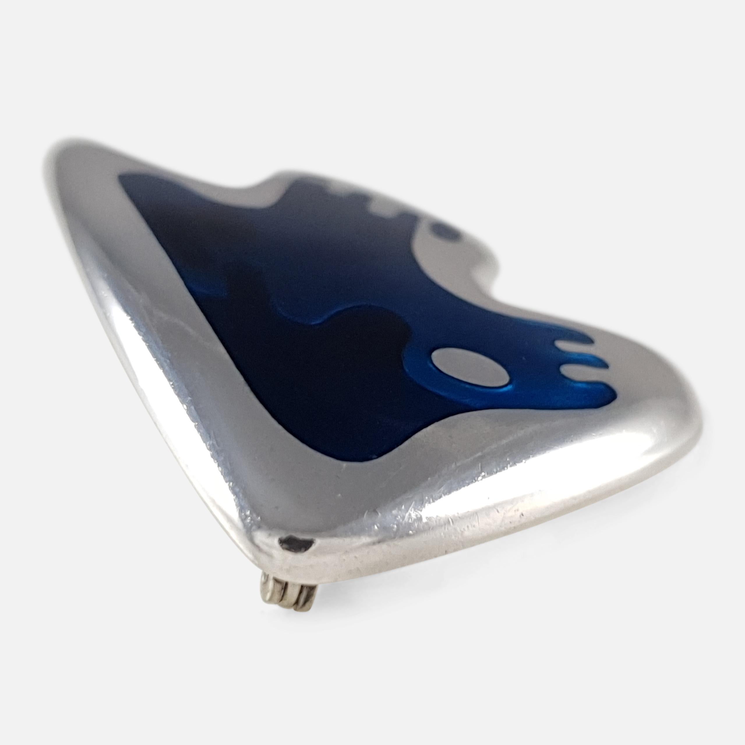 Georg Jensen Silver and Enamel Brooch #307, Henning Koppel, 1961 In Good Condition In Glasgow, GB