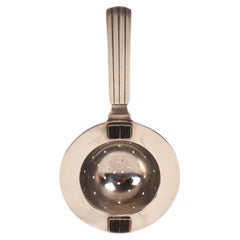 Vintage Georg Jensen silver and enamels tea strainer, Denmark 1930.