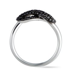 Georg Jensen Silver Black Diamond Pave Infinity Ring