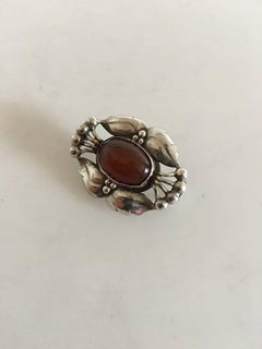 Georg Jensen Silver Brooch #80 with Amber