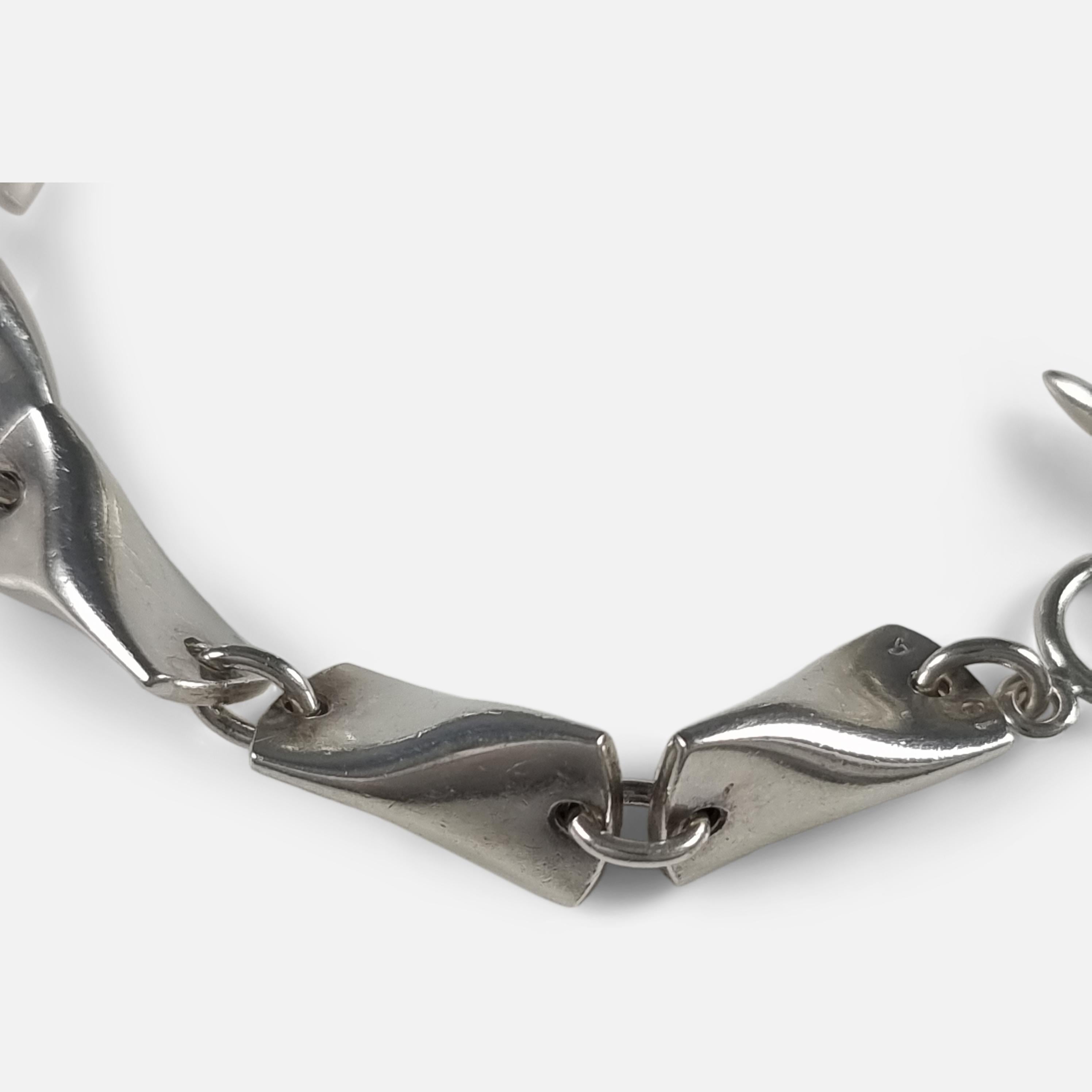 Women's or Men's Georg Jensen Silver Butterfly Bracelet #104A, Edvard Kindt-Larsen For Sale