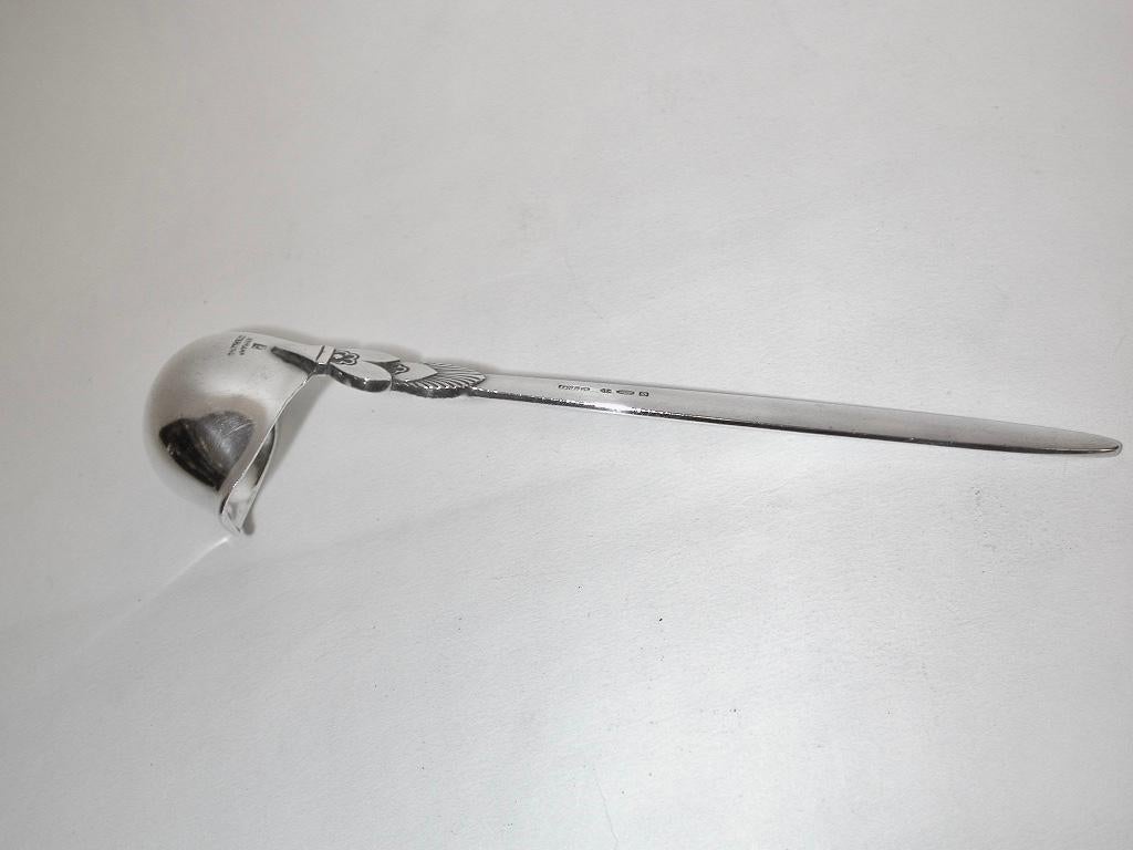 Georg Jensen silver cactus pattern cream ladle, assayed in London
Imported into England in 1933, to be sold in their Bond Street Shop.
This year was the first time when all Georg Jensen Silver was made in 925 standard.