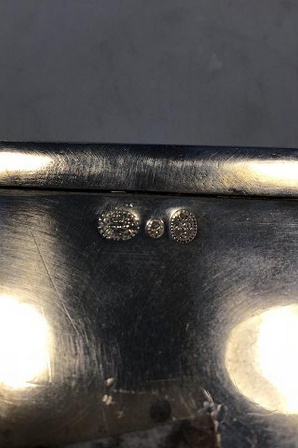 Danese Georg Jensen Scatola per sigari d'argento/con coperchio rivestito in legno 1916 Design Line di Johan Rohde in vendita