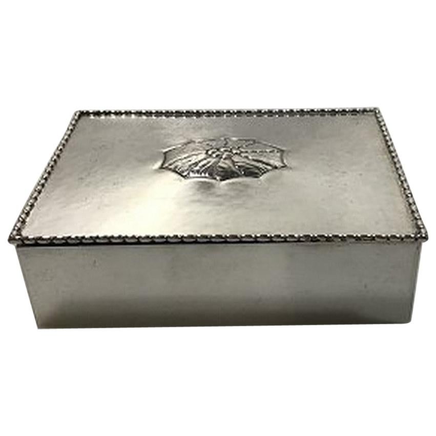 Georg Jensen Silver Cigar Box/Lidded Box Wood Lined No. 195, 1915-1927