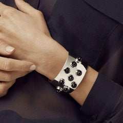 Bracelet manchette en argent Georg Jensen Design 624 avec cabochons en onyx noir