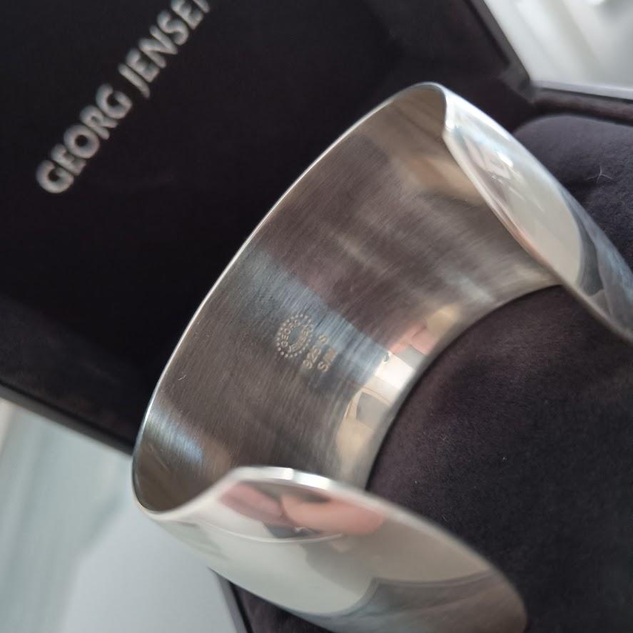Georg Jensen Silver Cuff Bracelet Design 624 with Black Onyx Cabochons 4