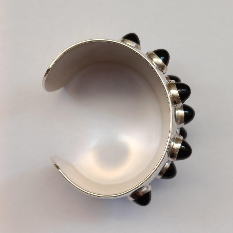 Georg Jensen Silver Cuff Bracelet Design 624 with Black Onyx Cabochons 1