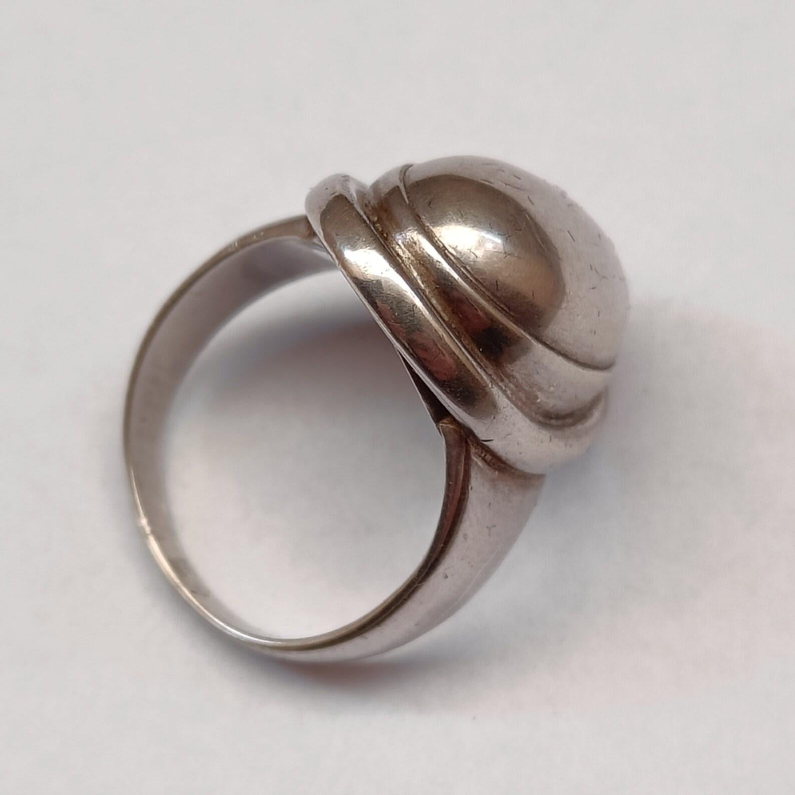 Georg Jensen Silver Dome Ring, Model 46A In Fair Condition In Magenta, IT
