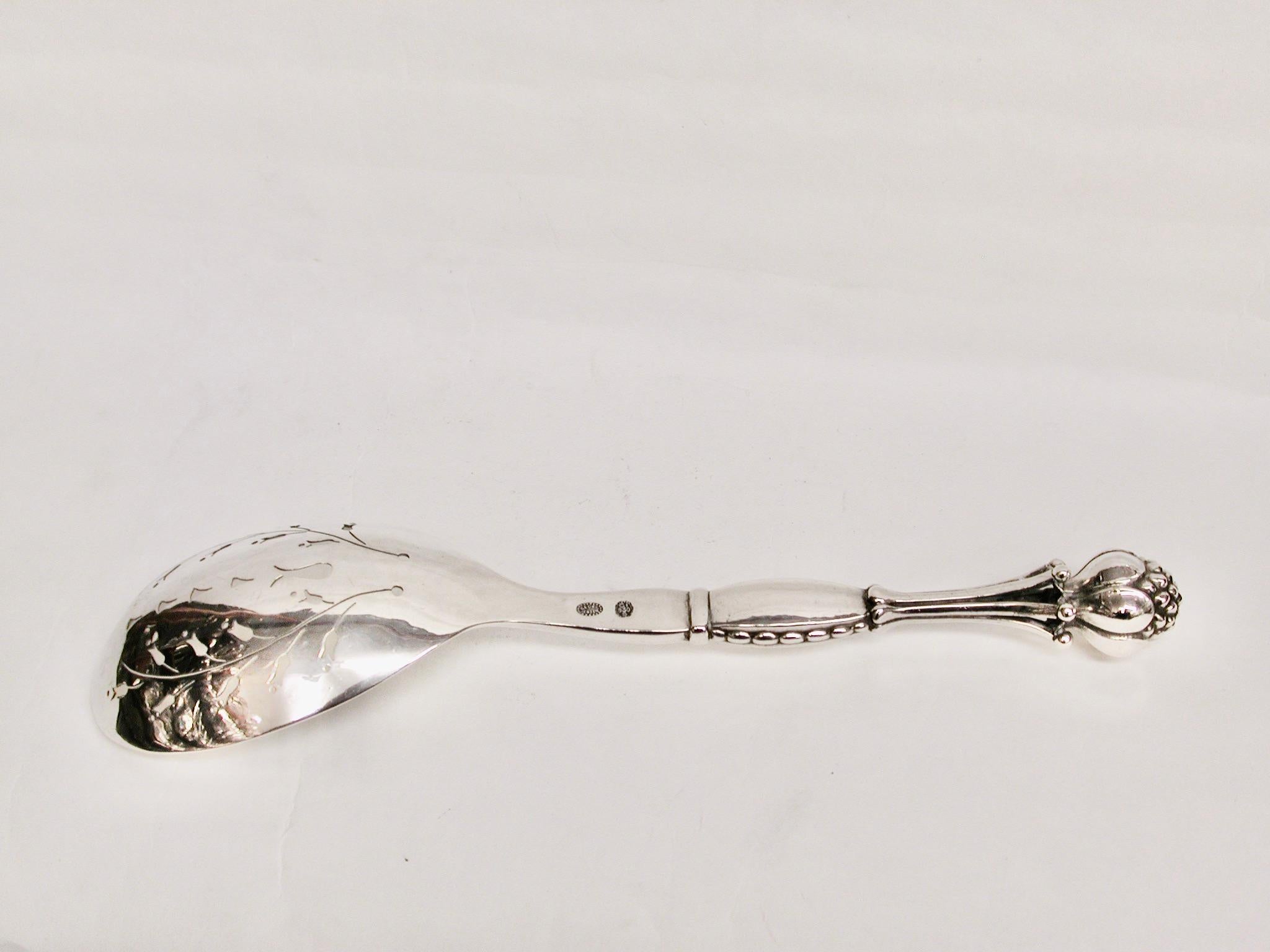 Georg Jensen Silver Hand Pierced Fruit Spoon Dated circa 1915, Pattern No 38 For Sale 1