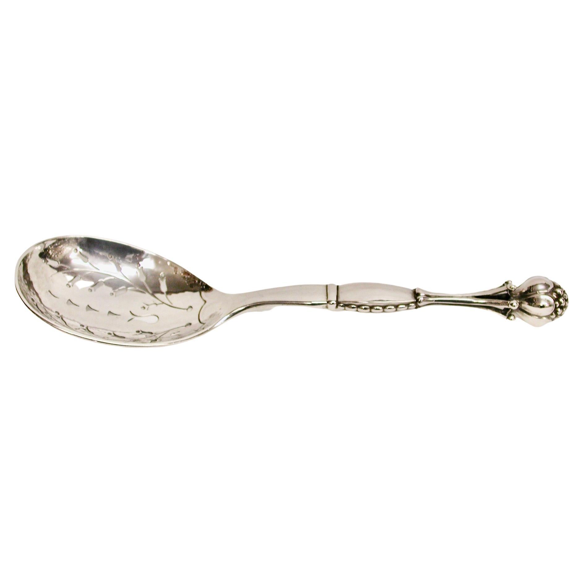 Georg Jensen Silver Hand Pierced Fruit Spoon Dated circa 1915, Pattern No 38 For Sale