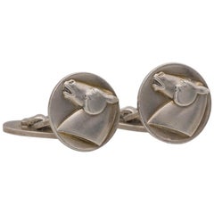 Retro Georg Jensen Silver Horse Cufflinks and Tie Clip Set