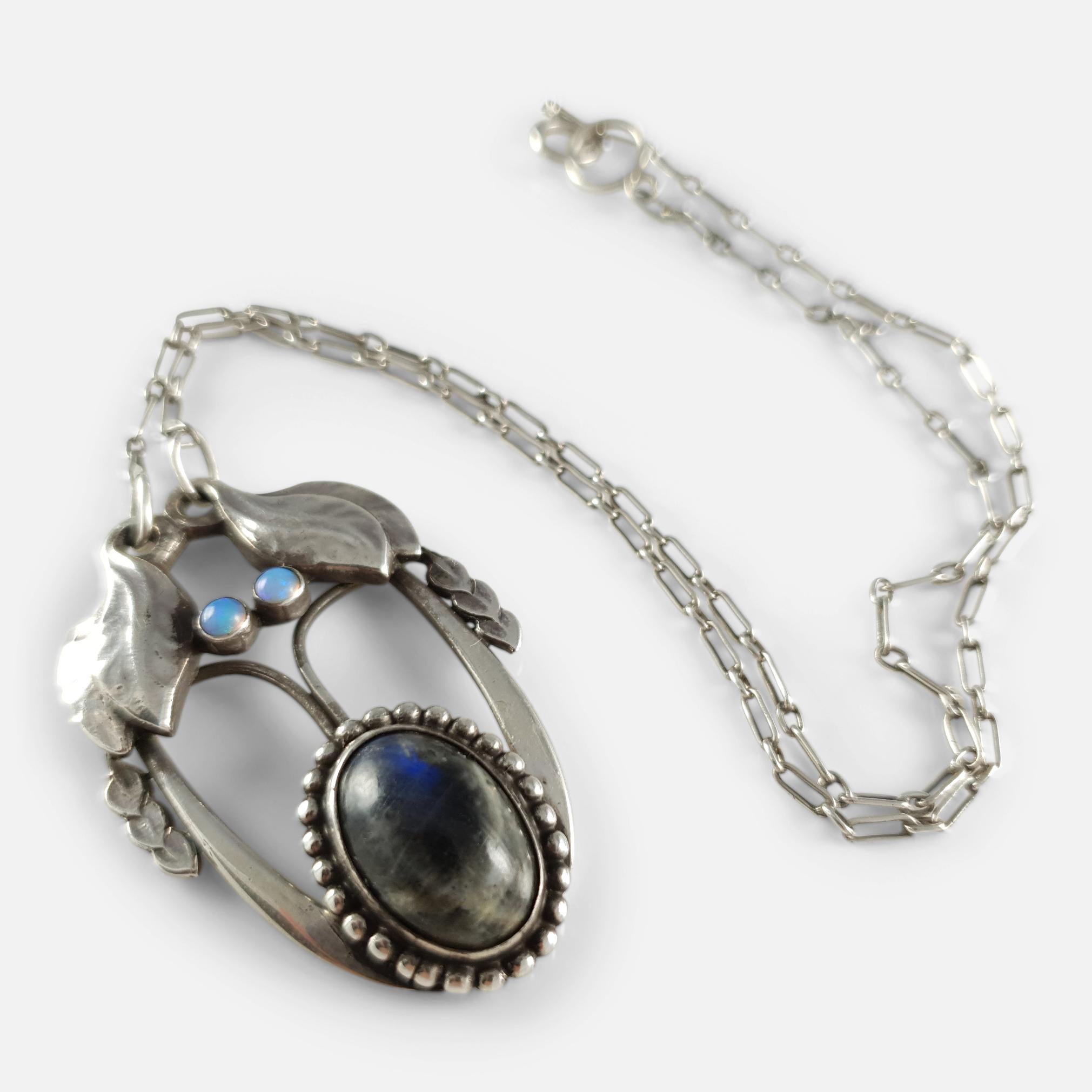Georg Jensen Ciondolo in argento con opale e labradorite #4 in vendita 1